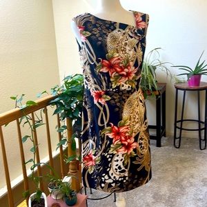 AGB Dress floral and animal print design on black